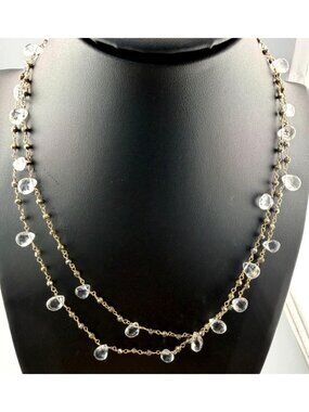 Vintage Necklace Sterling Silver Teardrop Spinel Gem Vermeil Opera Length Neckla